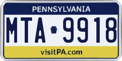 PA license plate MTA9918