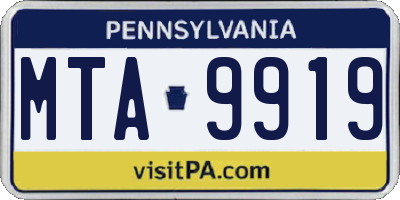 PA license plate MTA9919