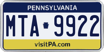 PA license plate MTA9922