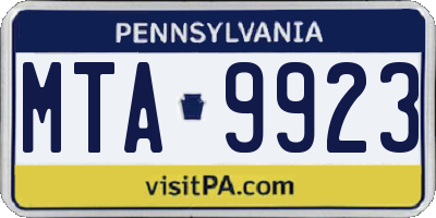 PA license plate MTA9923