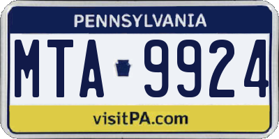 PA license plate MTA9924