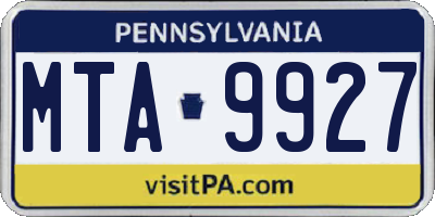 PA license plate MTA9927