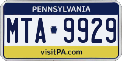 PA license plate MTA9929