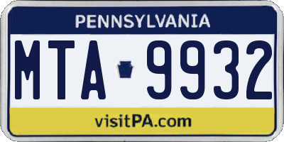 PA license plate MTA9932