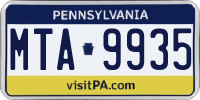 PA license plate MTA9935