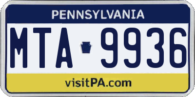 PA license plate MTA9936