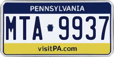 PA license plate MTA9937