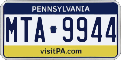PA license plate MTA9944