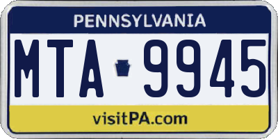 PA license plate MTA9945
