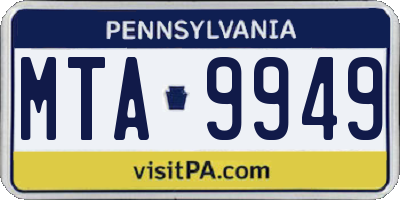 PA license plate MTA9949
