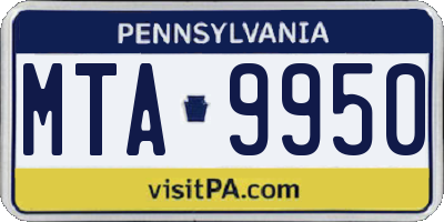 PA license plate MTA9950