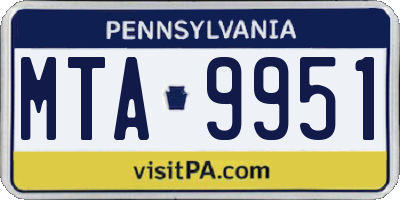 PA license plate MTA9951