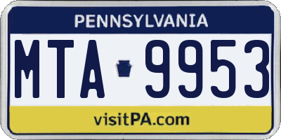 PA license plate MTA9953