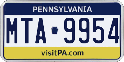 PA license plate MTA9954