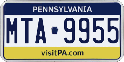 PA license plate MTA9955
