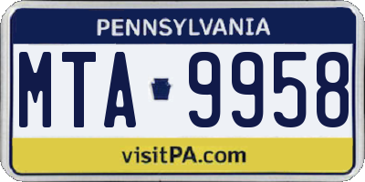 PA license plate MTA9958