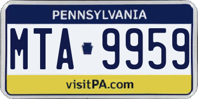 PA license plate MTA9959