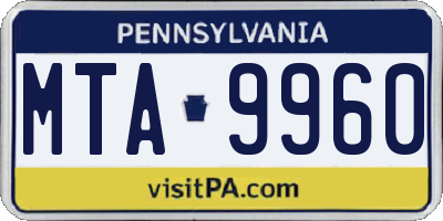 PA license plate MTA9960