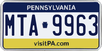 PA license plate MTA9963