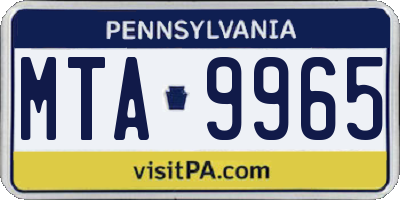 PA license plate MTA9965