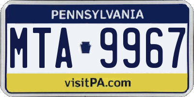 PA license plate MTA9967