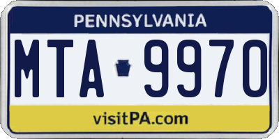 PA license plate MTA9970