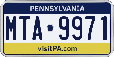 PA license plate MTA9971