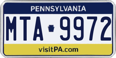 PA license plate MTA9972