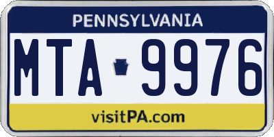 PA license plate MTA9976