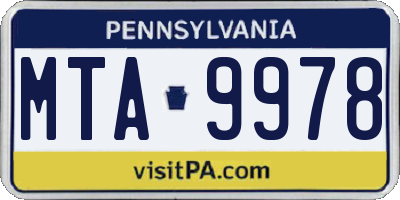 PA license plate MTA9978