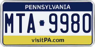PA license plate MTA9980