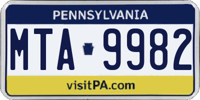 PA license plate MTA9982