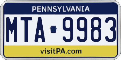 PA license plate MTA9983