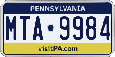 PA license plate MTA9984