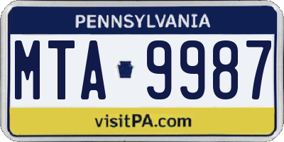 PA license plate MTA9987