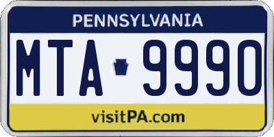PA license plate MTA9990