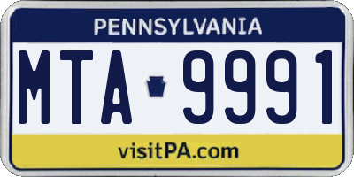 PA license plate MTA9991
