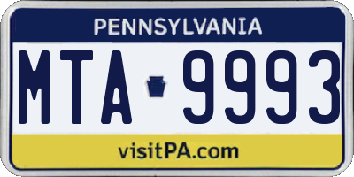 PA license plate MTA9993