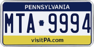 PA license plate MTA9994