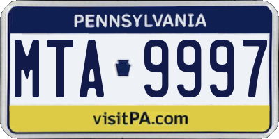 PA license plate MTA9997
