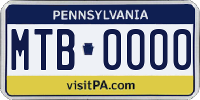 PA license plate MTB0000
