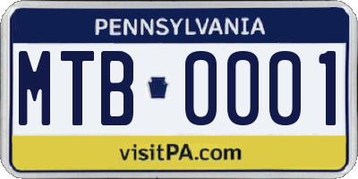 PA license plate MTB0001