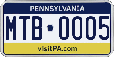 PA license plate MTB0005