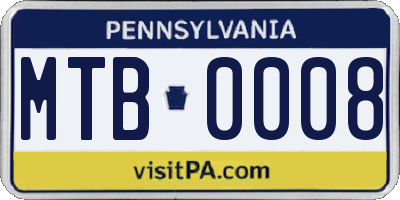PA license plate MTB0008