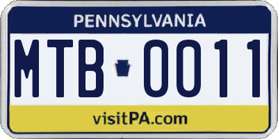 PA license plate MTB0011