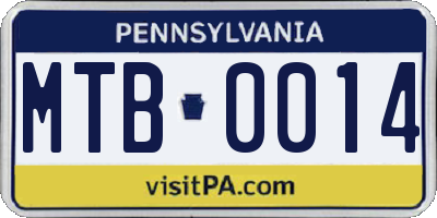 PA license plate MTB0014