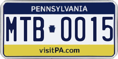 PA license plate MTB0015