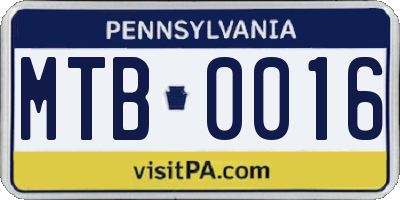 PA license plate MTB0016
