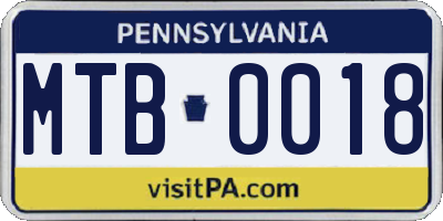 PA license plate MTB0018