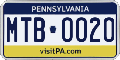 PA license plate MTB0020
